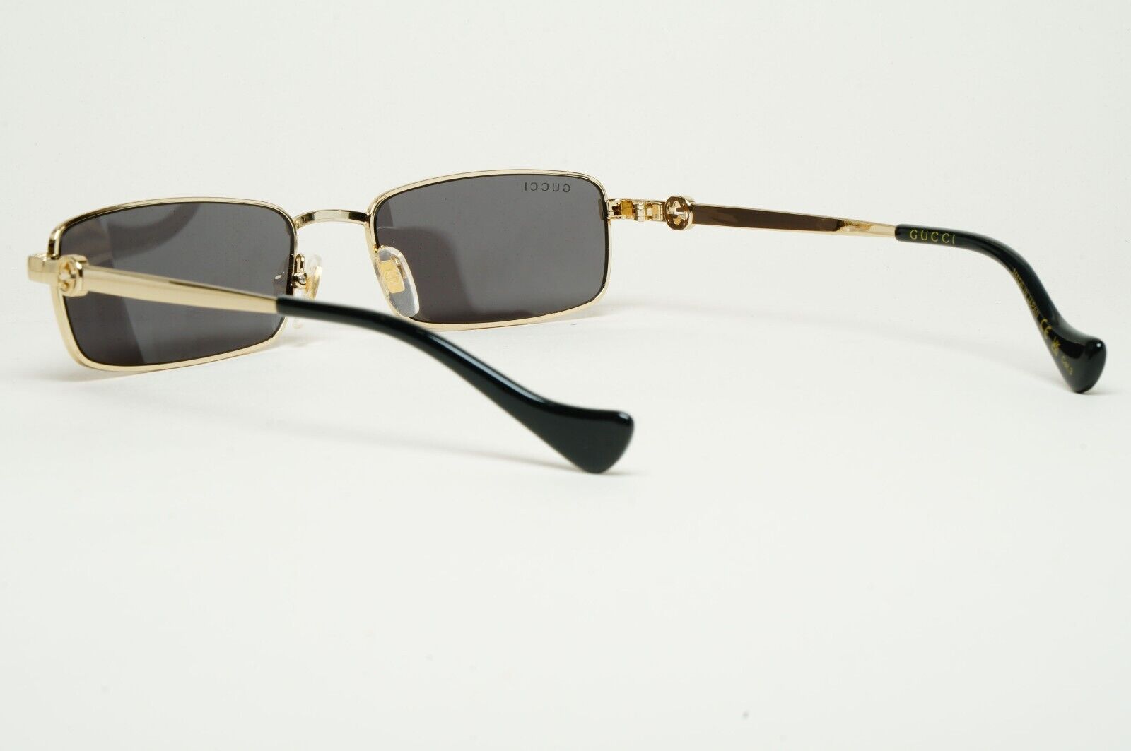 Gucci Sunglasses 2024 Gold Black Rectangle Slim Metal GG1600S 001 56mm 170125