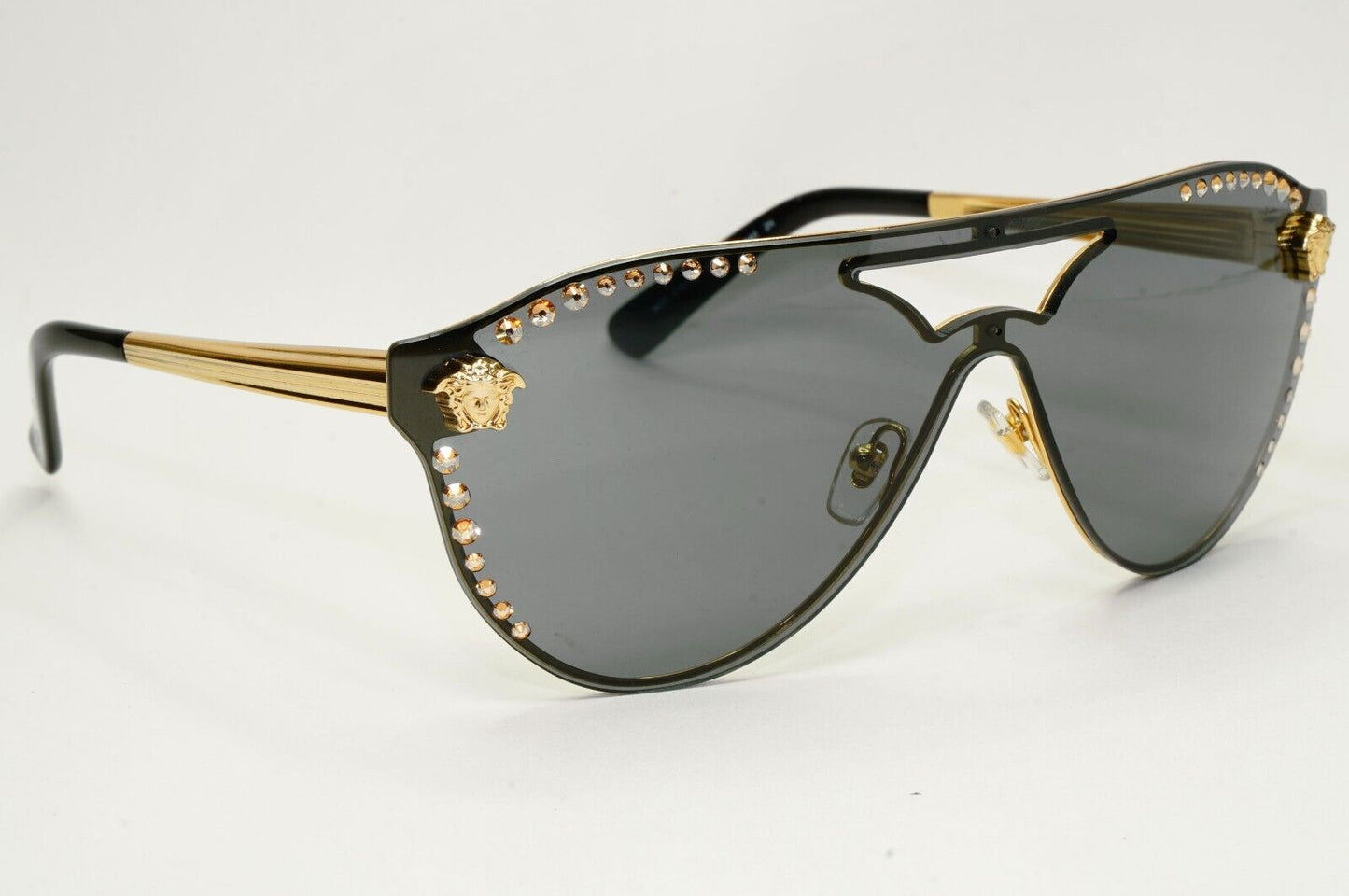 Versace Sunglasses Gold Diamante Medusa Grey Unisex MOD VE 2161-B 1002/87