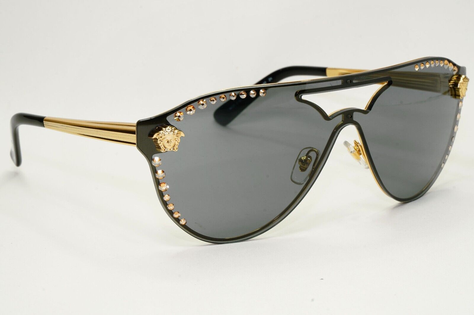 Versace Sunglasses Gold Diamante Medusa Grey Unisex MOD VE 2161-B 1002/87