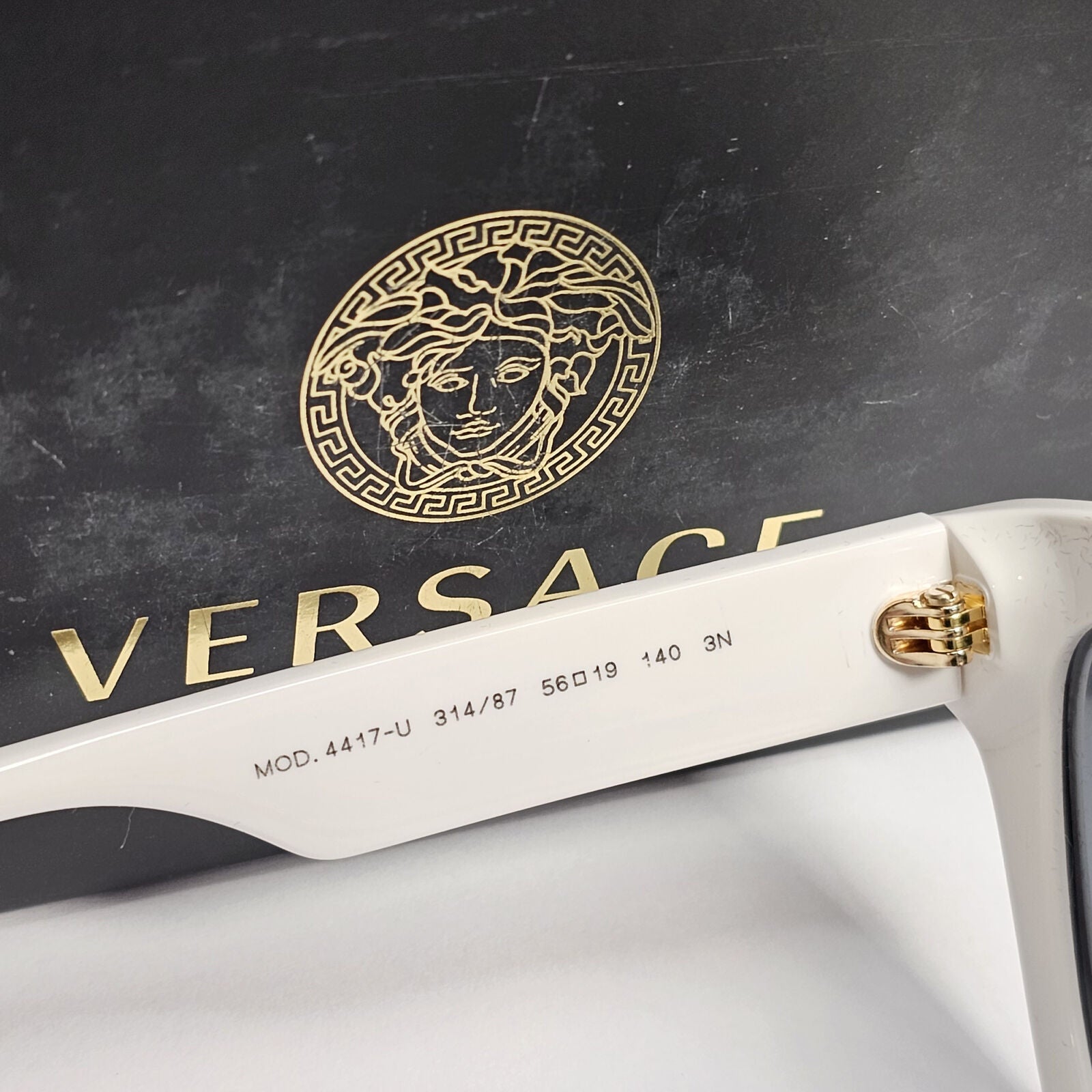 Versace Sunglasses White Gold Cat Eye Grey MOD VE 4417-U 314/87