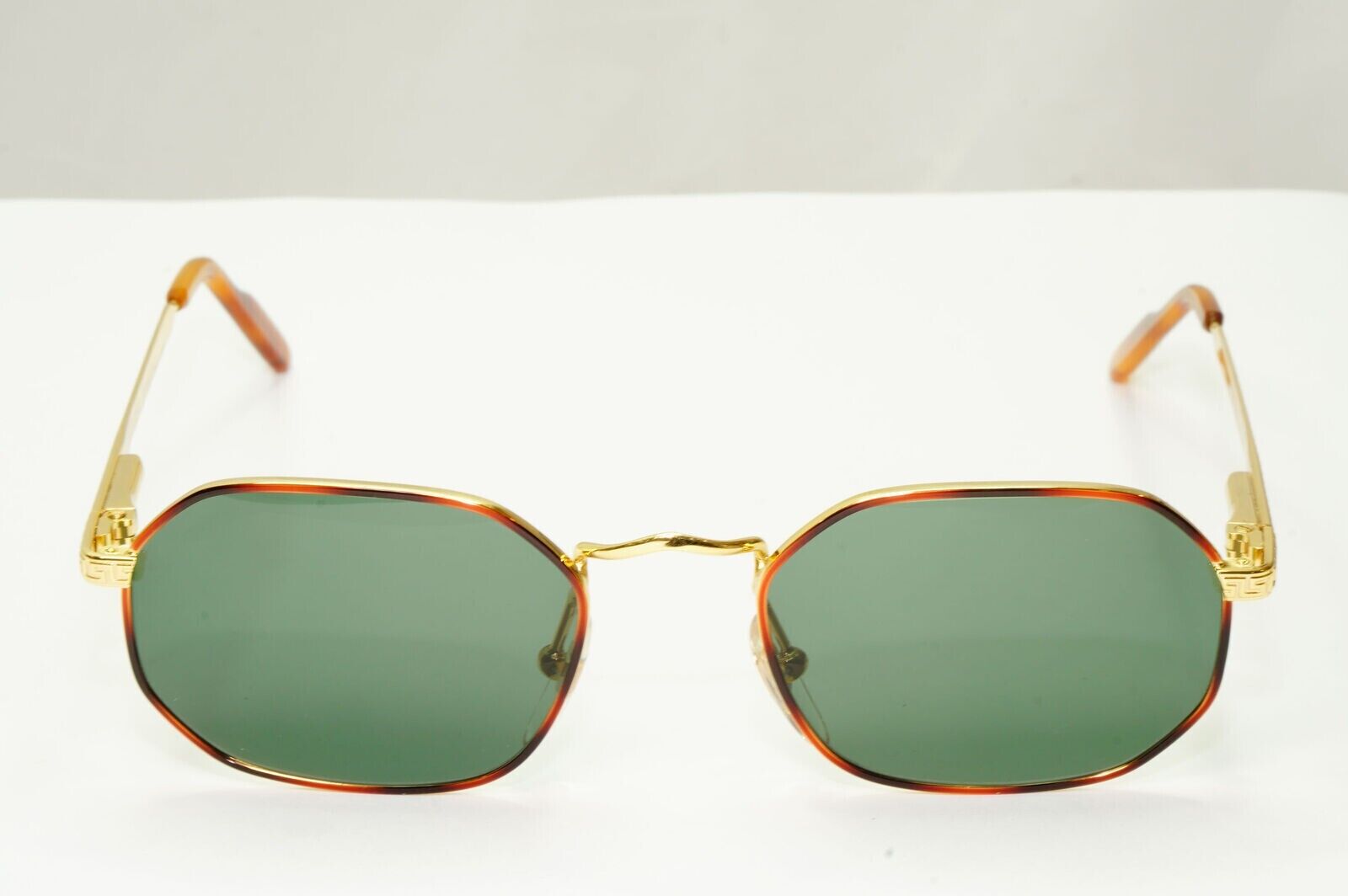 Gianni Versace 1995 Sunglasses Vintage Gold Green Hexagon MOD G09 COL 07M