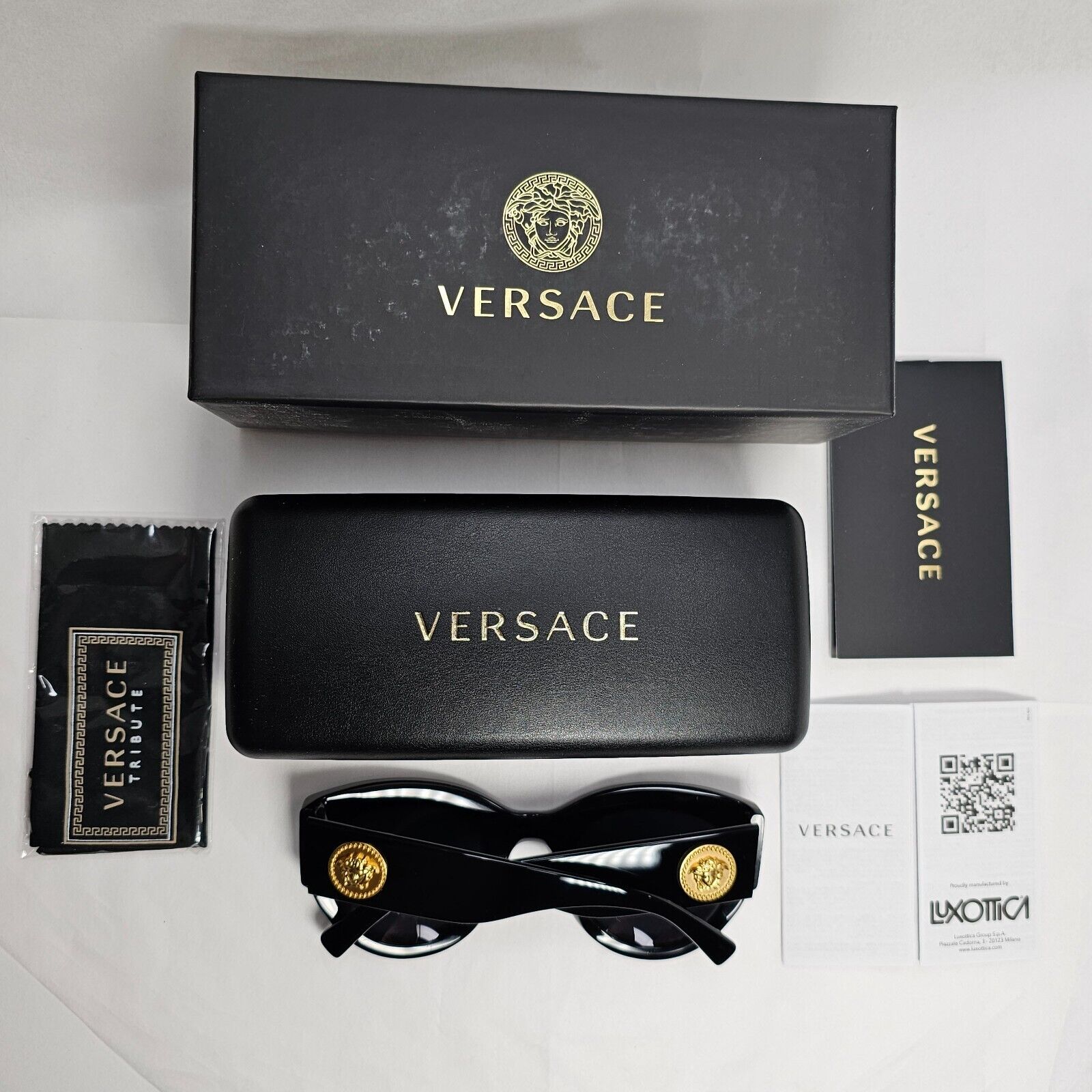 Versace Sunglasses Black Gold Medusa Tribute Edition Grey MOD VE 4353 GB1/87
