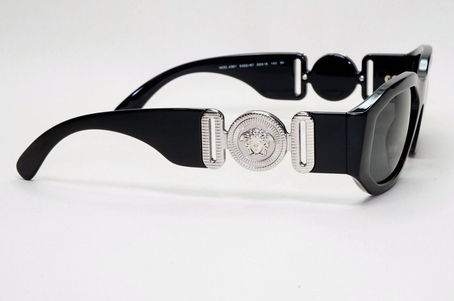 Versace Sunglasses Black Silver Medusa Grey Biggie MOD VE 4361 5422/87 53mm