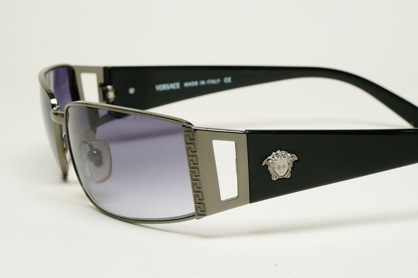 Versace Sunglasses 2003 Vintage Black Gunmetal Rectangle MOD 2021 1001/11 060125