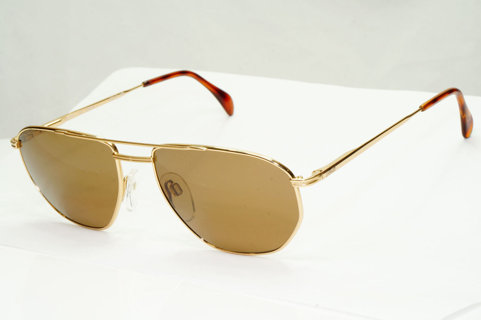 Silhouette 1990s Austria Vintage Sunglasses Gold Pilot Brown M7217 V6050 030123