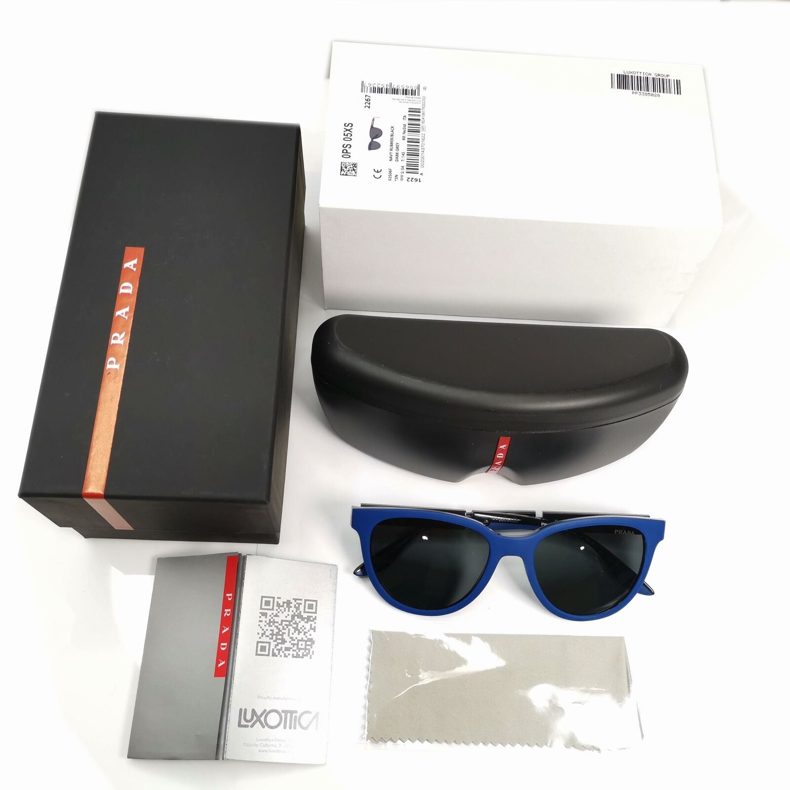 Prada Sunglasses Blue Black Navy Square Red Stripe PS05XS SPS 05X 02S-06F