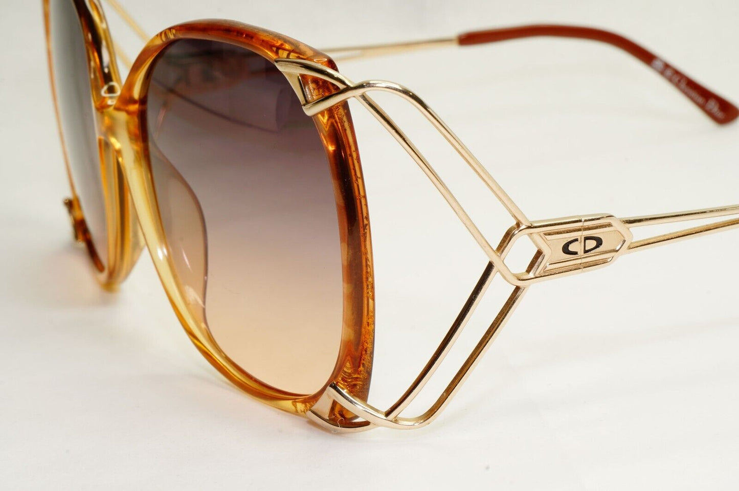Dior Sunglasses 1990s Vintage Germany Gold Brown Grey Square 2543 11 55mm 270324