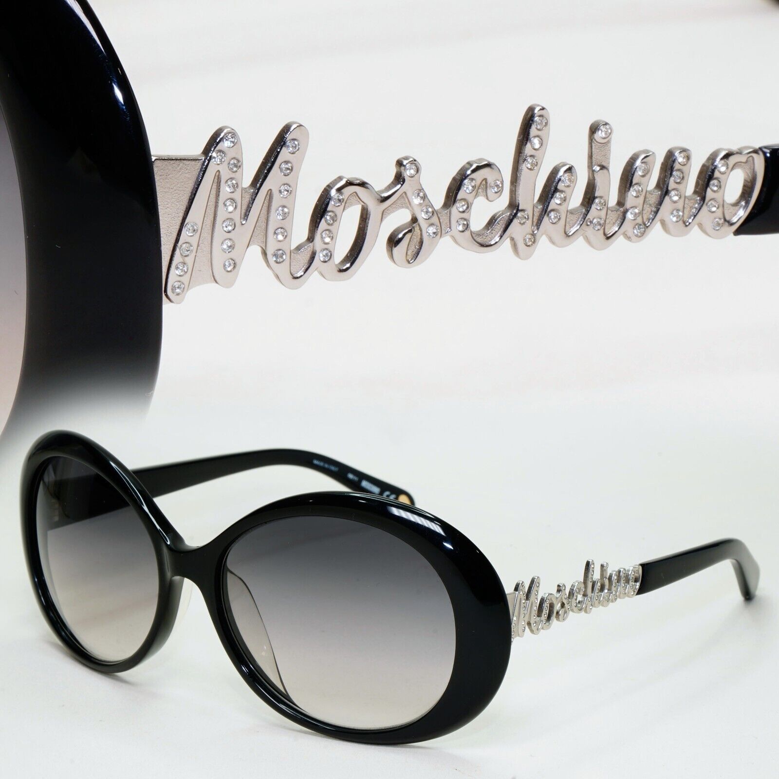 Moschino Sunglasses 2005 Vintage Black Silver Grey Gradient MO583 01 101124