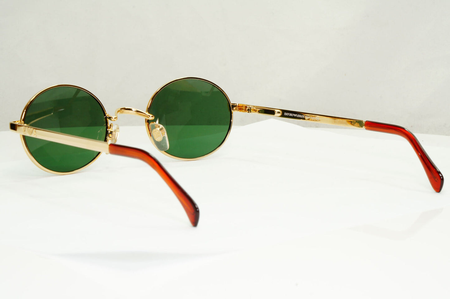 Emporio Armani Sunglasses 1997 Vintage Gold Green Metal Oval 076 743 48mm B