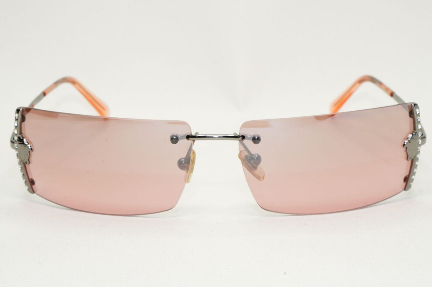 Versace Sunglasses 2003 Vintage Rimless Gunmetal Pink MOD N29/H 1001/7E 120824