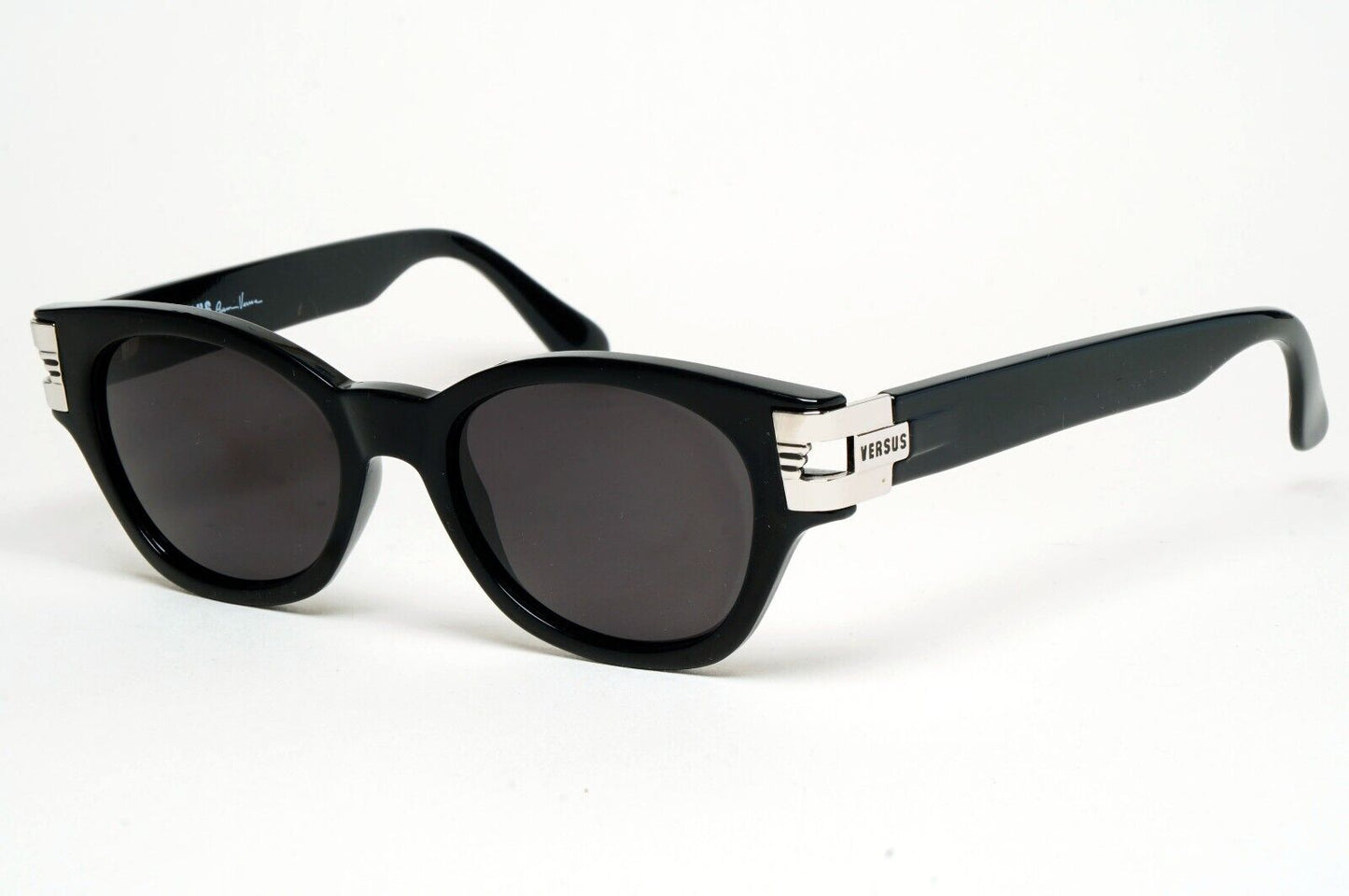 Versus Sunglasses 1996 by Gianni Versace Vintage Black Silver MOD E28 COL 852