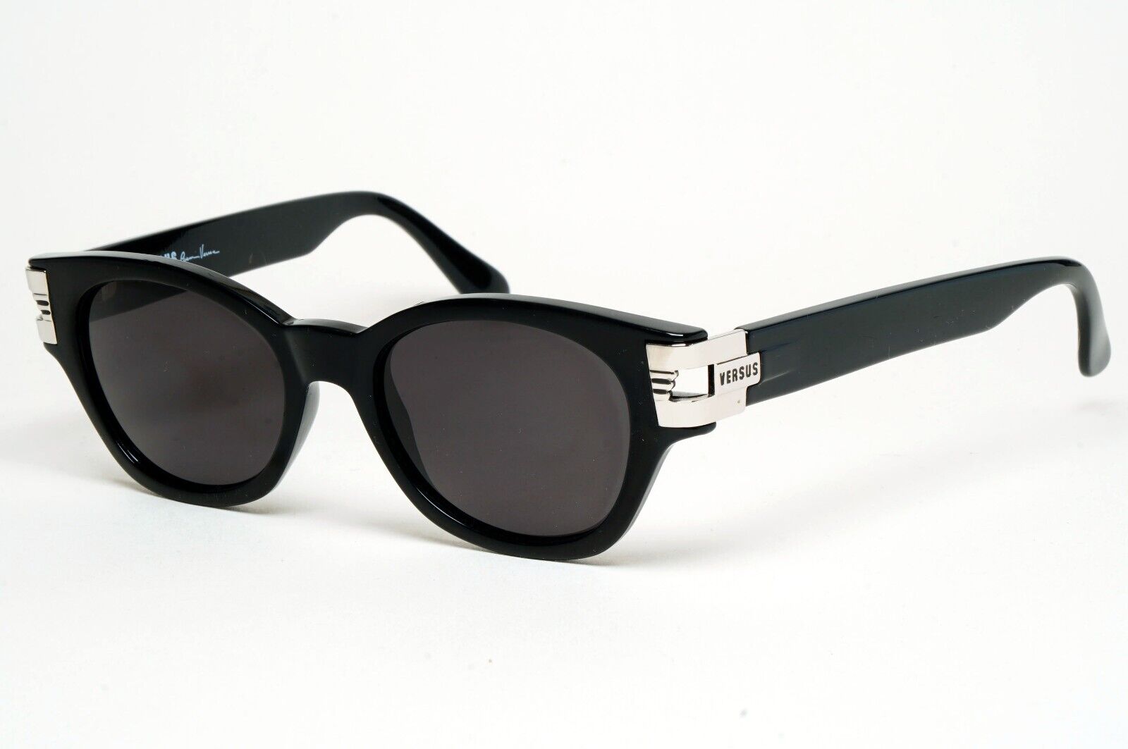 Versus Sunglasses 1996 by Gianni Versace Vintage Black Silver MOD E28 COL 852