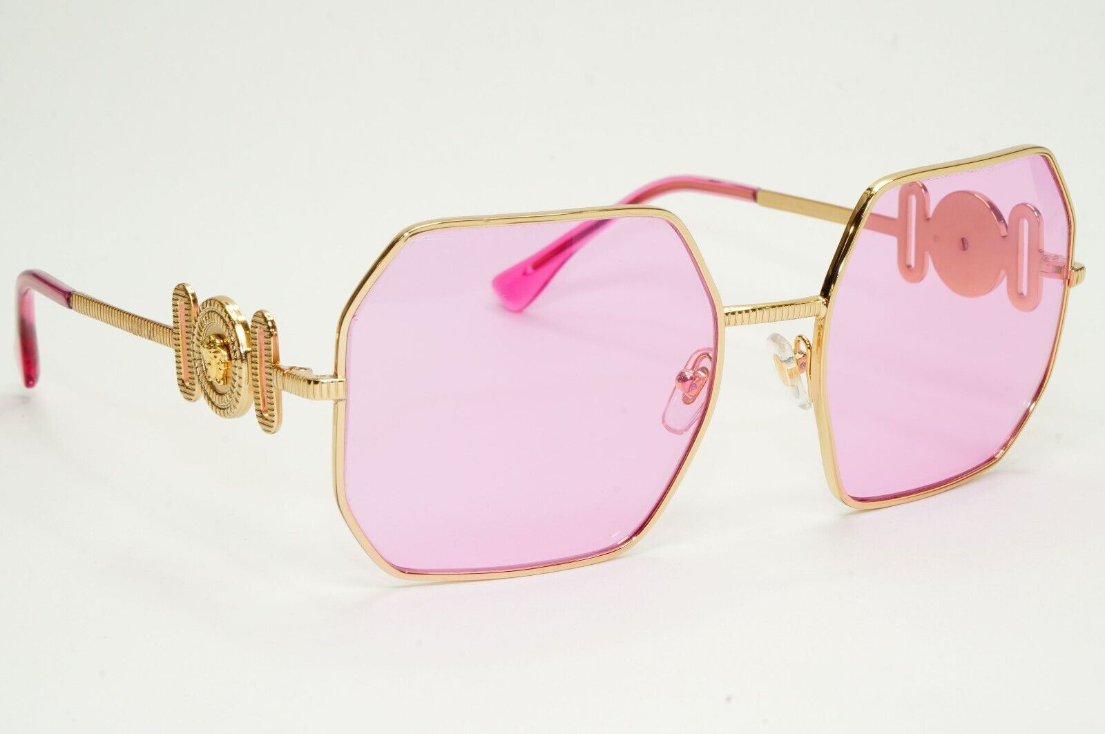 Versace Sunglasses Gold Fuchsia Pink Medusa Octagon Square MOD 2248 1002/5 58mm