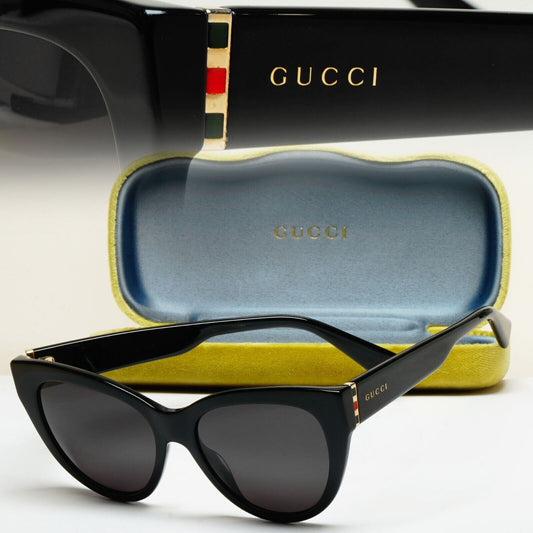 Gucci Sunglasses 2019 Black Cat Eye Square Glossy GG0460S 001 53mm 100225
