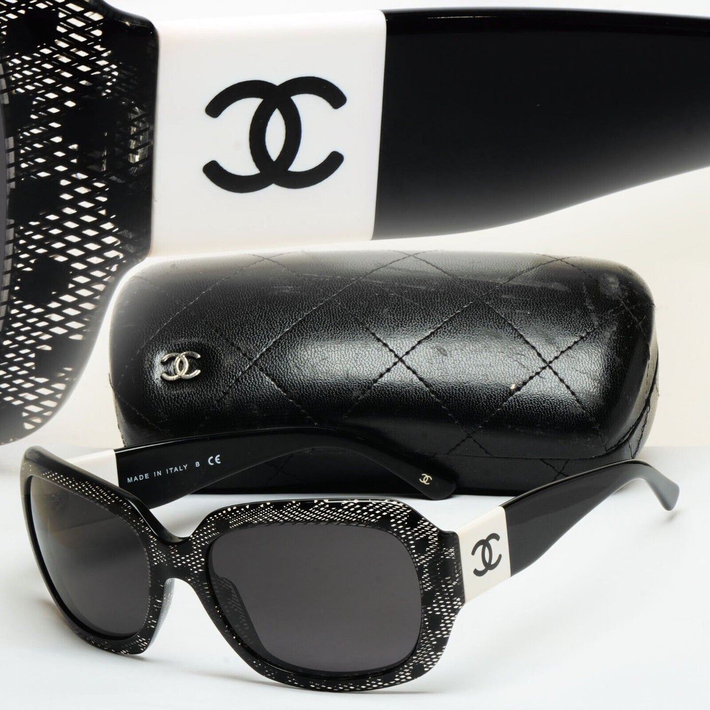 Chanel Sunglasses 2010 Vintage Black Lace Square White CC 5146 c.1125/3C 120125