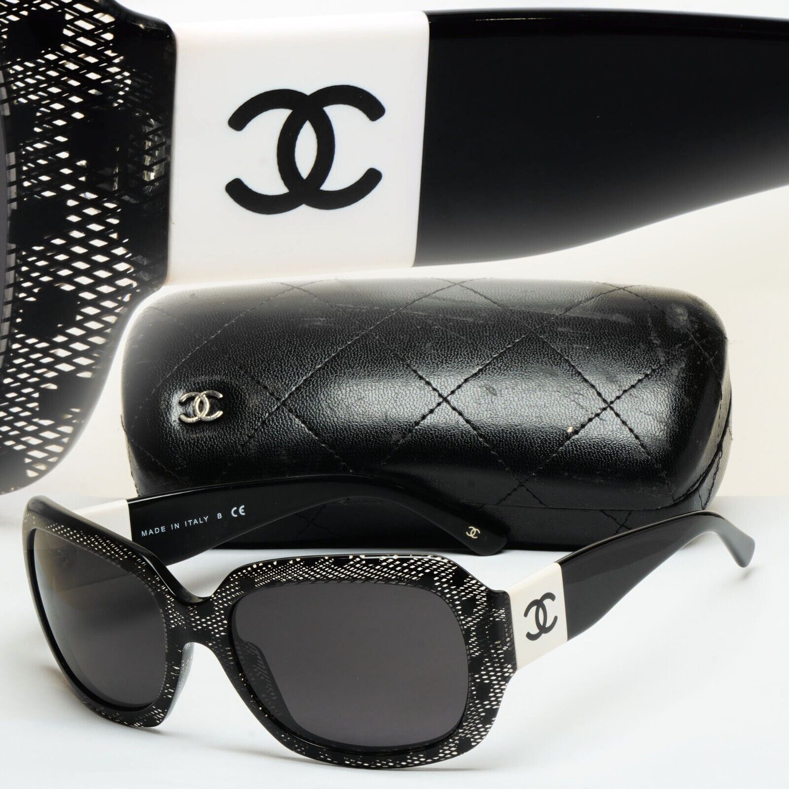 Chanel Sunglasses 2010 Vintage Black Lace Square White CC 5146 c.1125/3C 120125