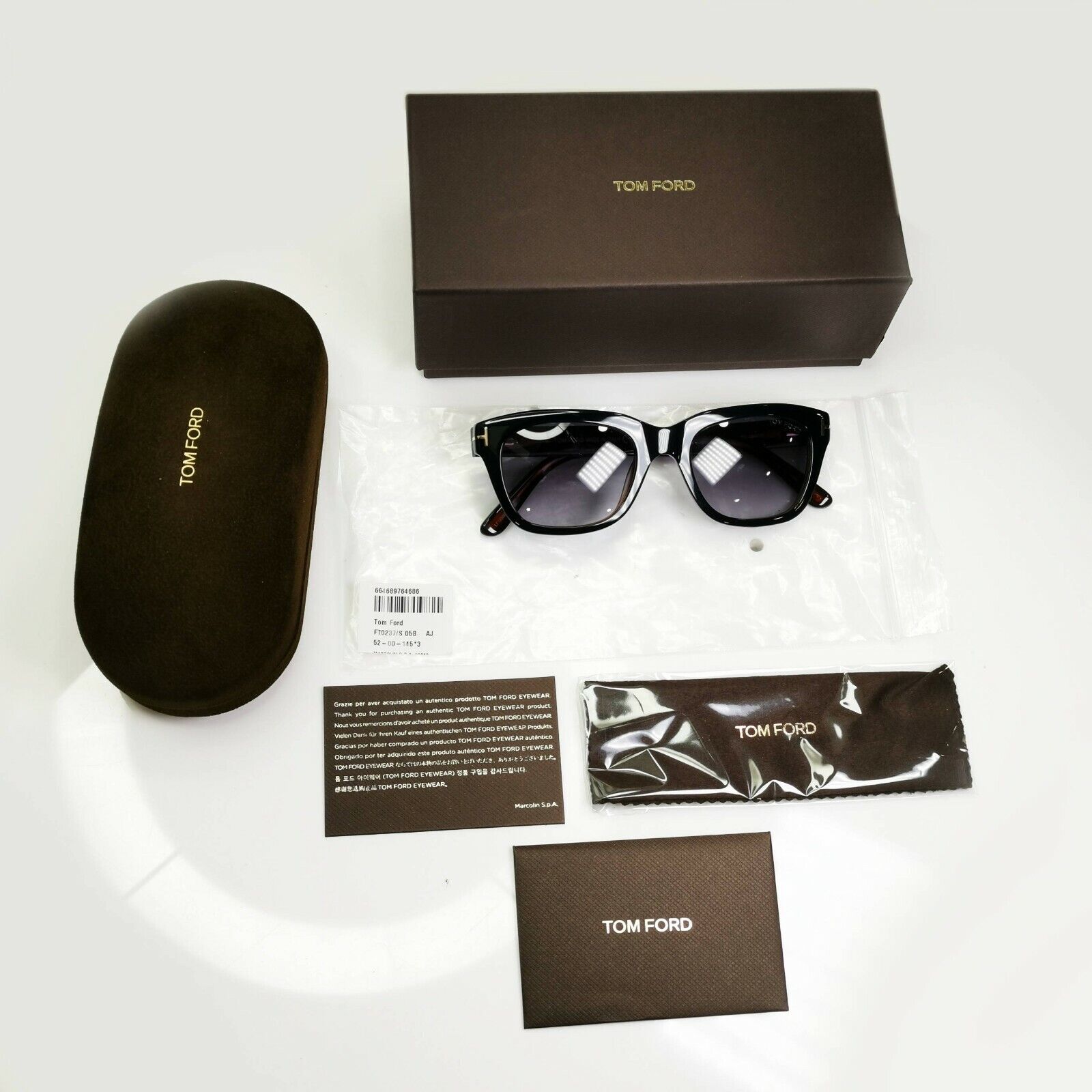 Authentic TOM FORD Sunglasses Black Spectre Snowdon TF 237 05B 52mm James Bond
