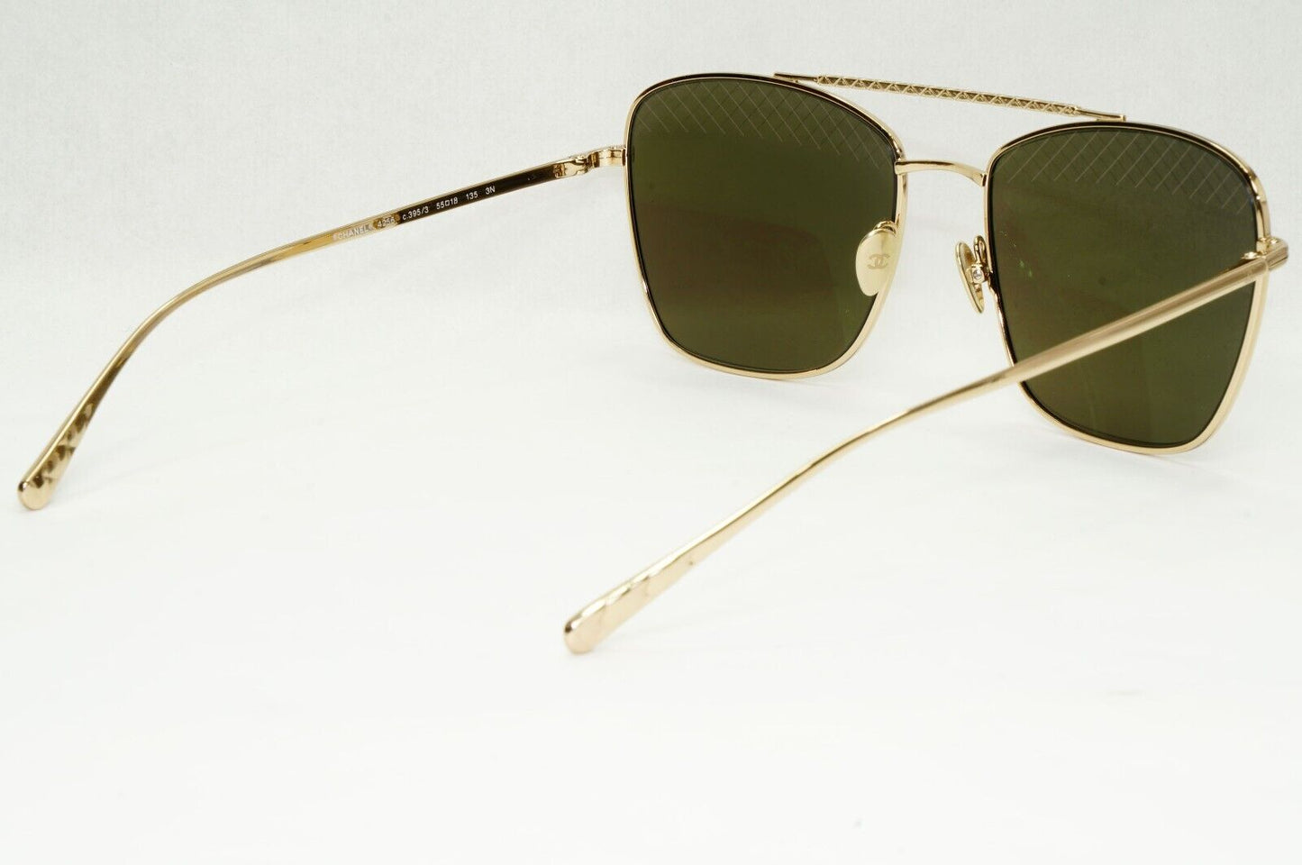 Chanel Sunglasses Gold Square Grey Dull Green Metal Frame 4256 C.395/3 041223