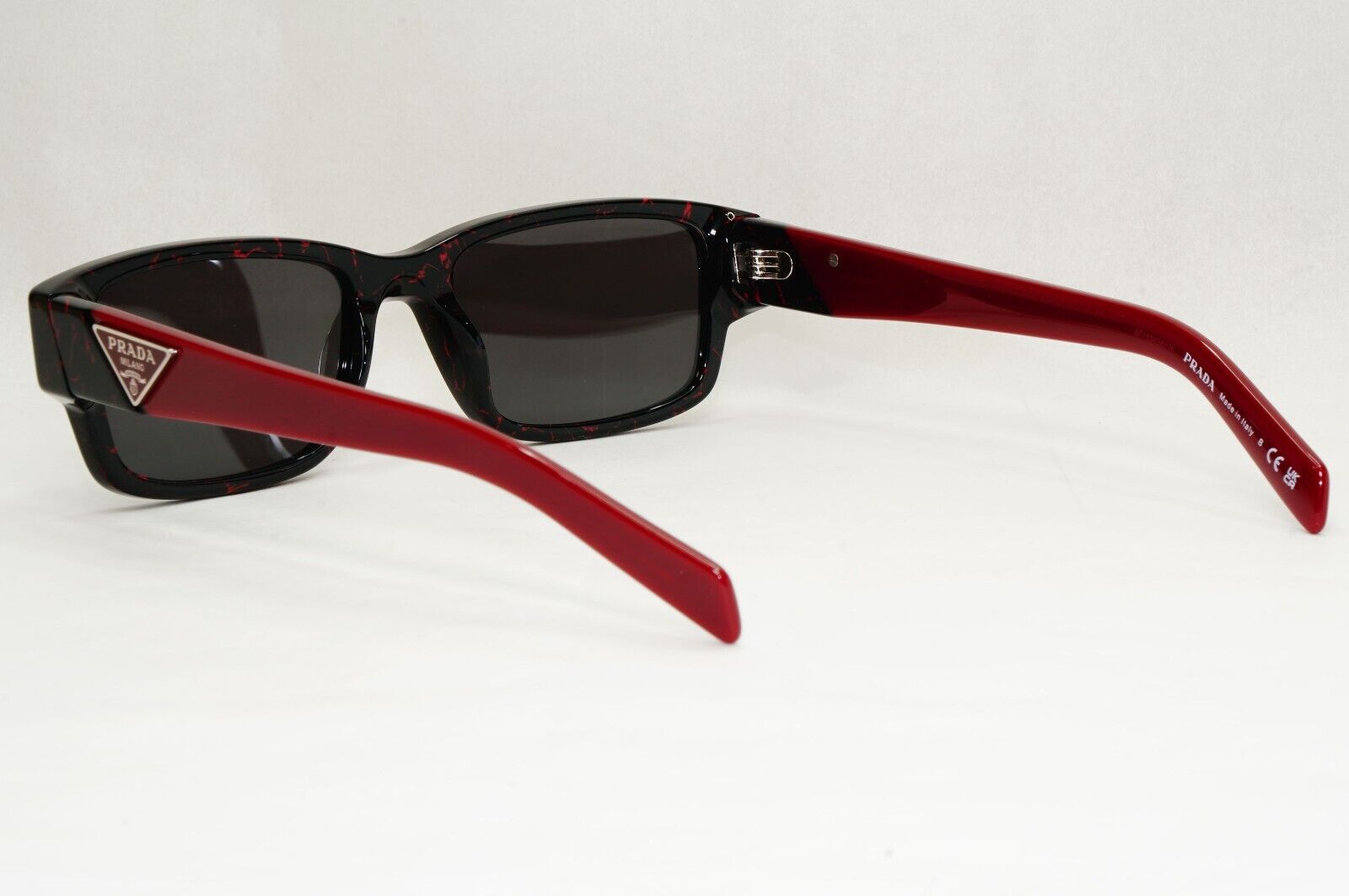 Prada Sunglasses Triangle Symbole Red Black Marble PR07ZV VPR 07Z 11F-1O1 55mm