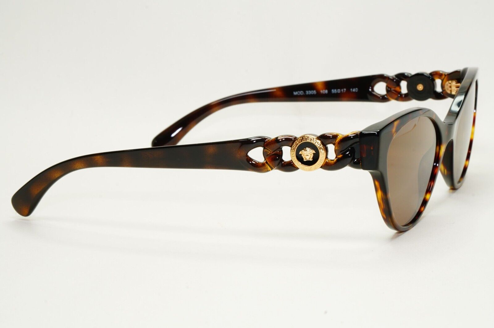 Versace Sunglasses Brown Gold Medusa Chain Tortoiseshell MOD VE 3305 108 55mm