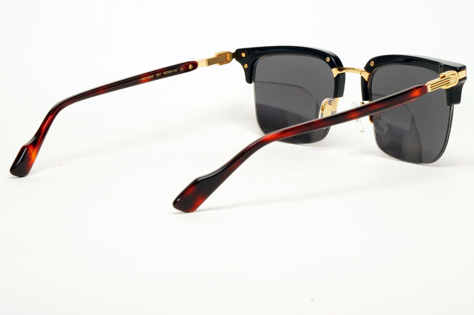 Gucci Sunglasses Gold Black Semi Rimless Square GG1363S 001 XL 53mm Japan