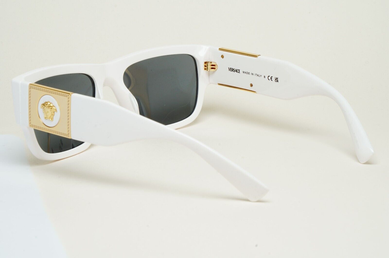 Versace Sunglasses White Gold Medusa Grey Square MOD VE 4406 314/87 56mm