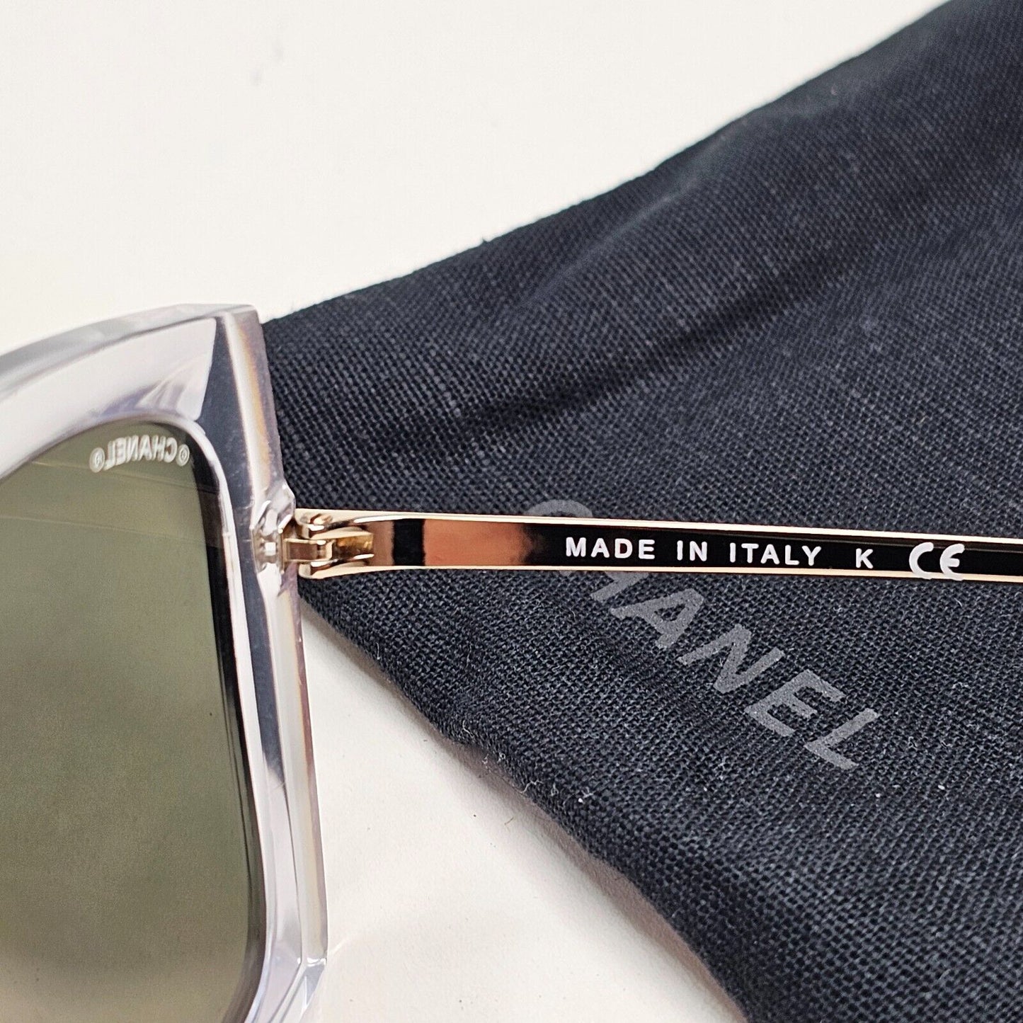Chanel Sunglasses Gold Mirror Transparent Square 6051 c.660/T6 53mm
