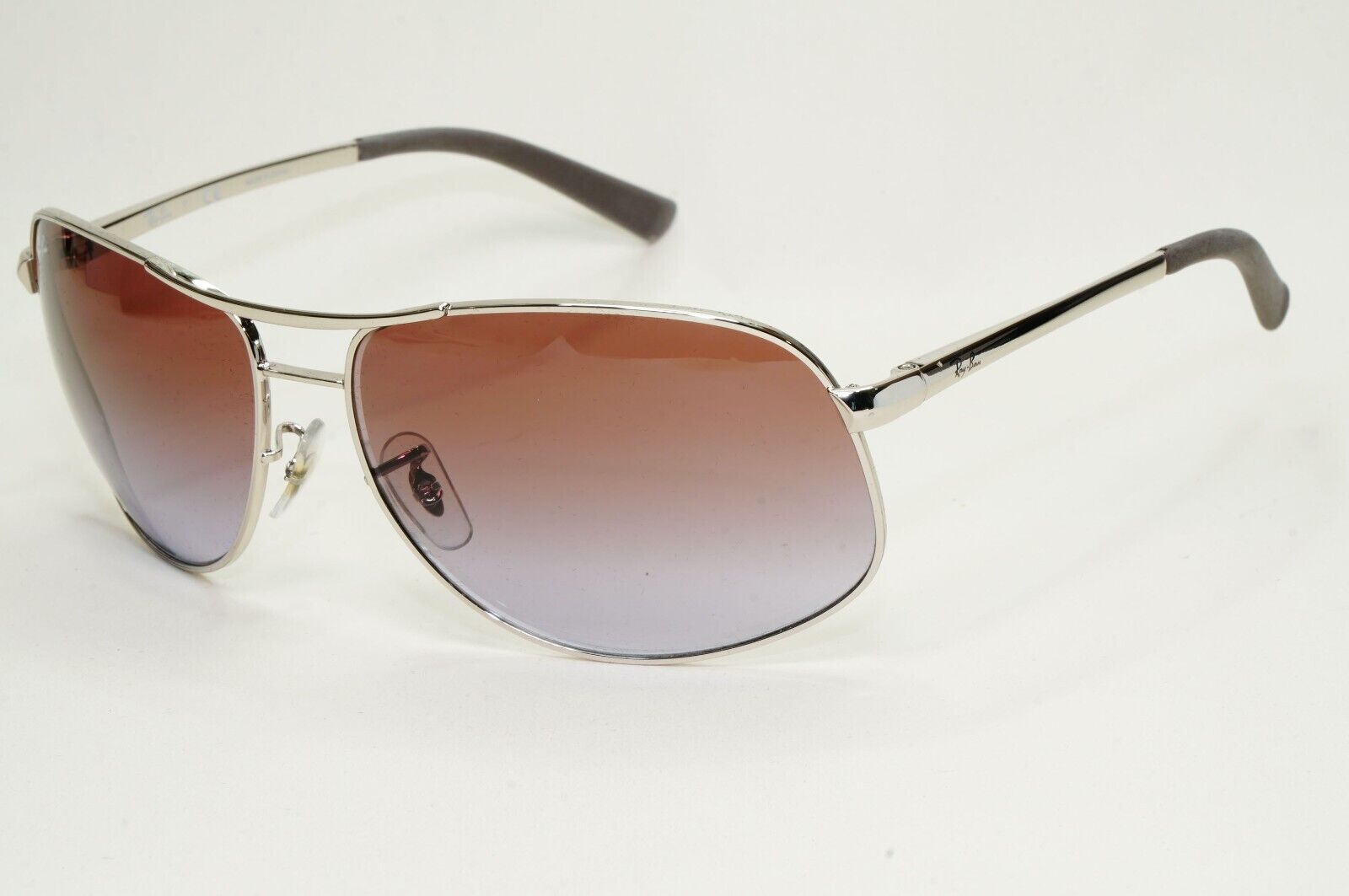 Ray-Ban Sunglasses 2013 Vintage Silver Brown Grey Wrap Pilot RB 3387 003/68 64mm