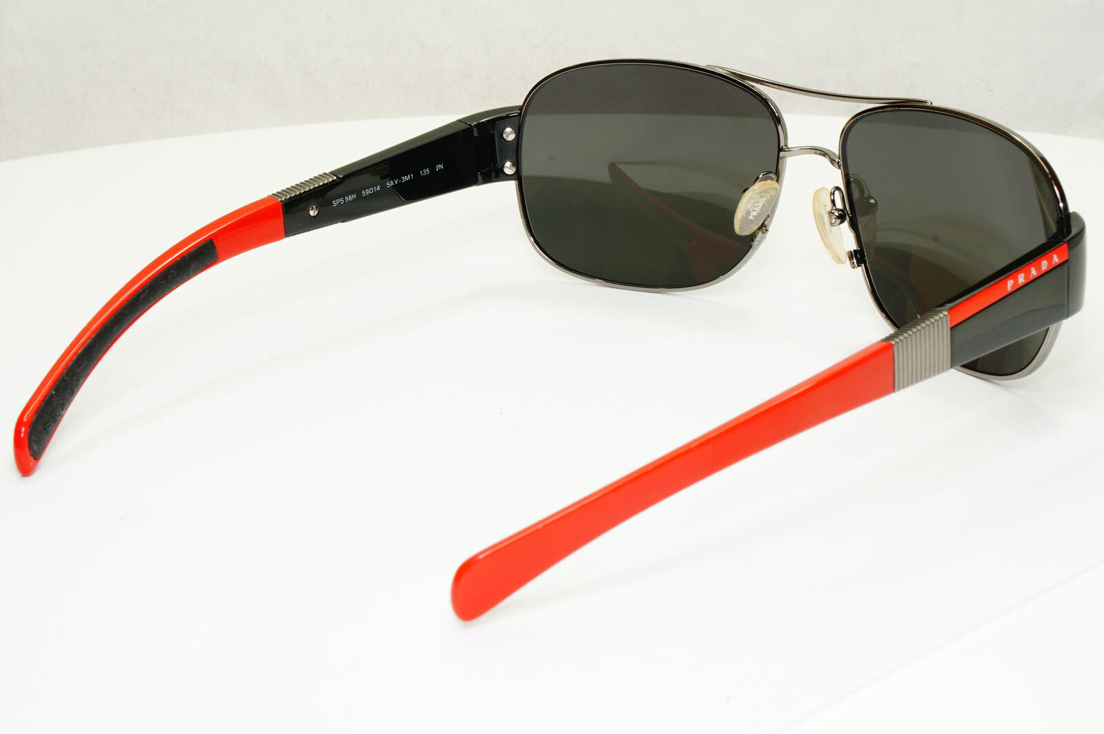 Prada 2006 Sunglasses Vintage Pilot Black Red PS56HS SPS 56H 5AV-3M1 290323
