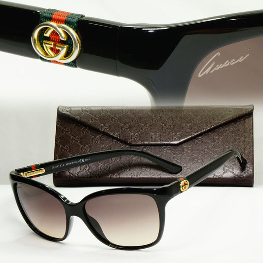 Gucci 2012 Ribbon Sunglasses Square Black Brown Gradient GG 3645/S D28ED 301024
