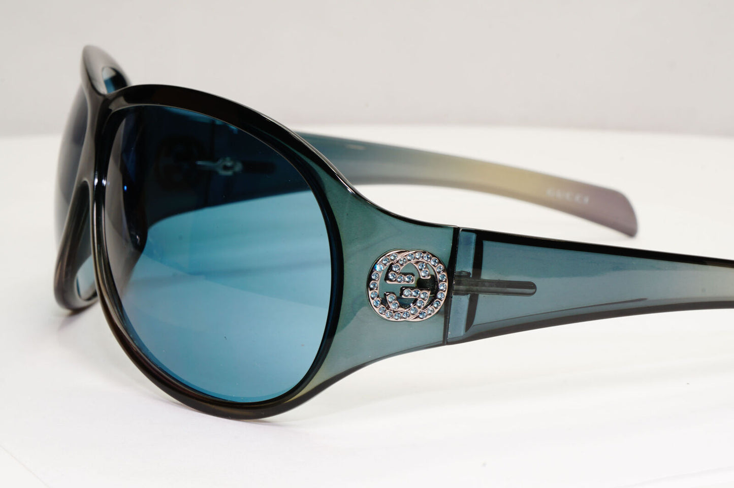 Gucci 2006 Vintage Sunglasses Blue Oversized Crystal GG 2536/STRASS LT6 071222