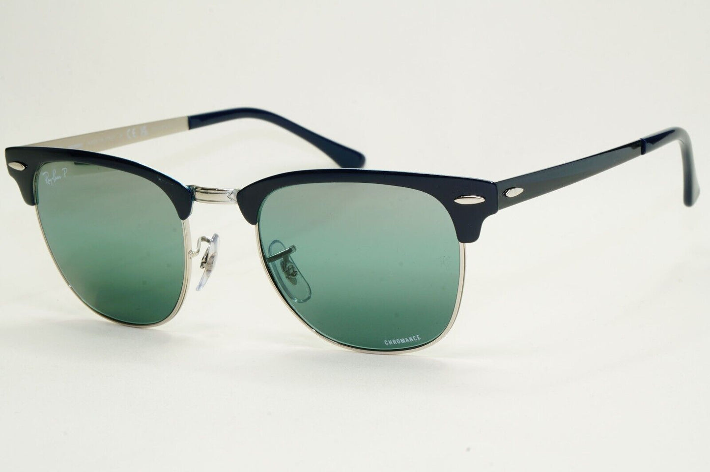 Ray-Ban Sunglasses Clubmaster Metal Polarised Chromance Blue RB 3716 9254/G6