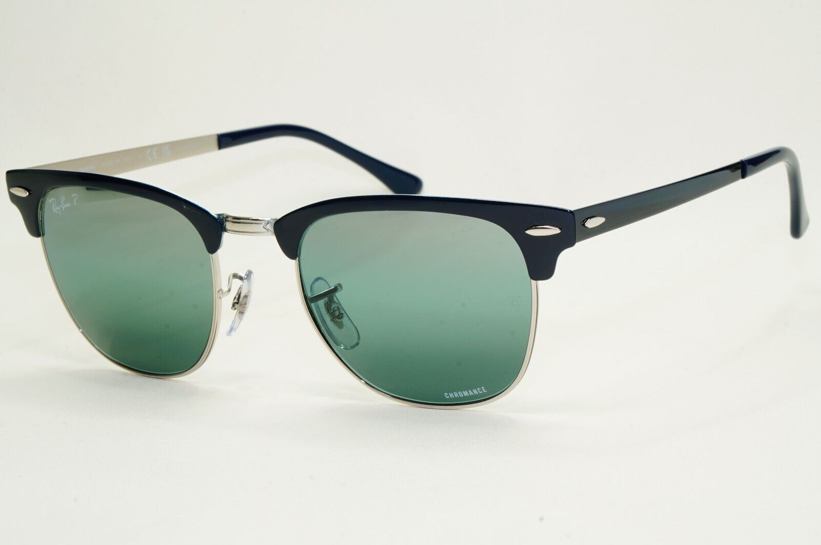 Ray-Ban Sunglasses Clubmaster Metal Polarised Chromance Blue RB 3716 9254/G6