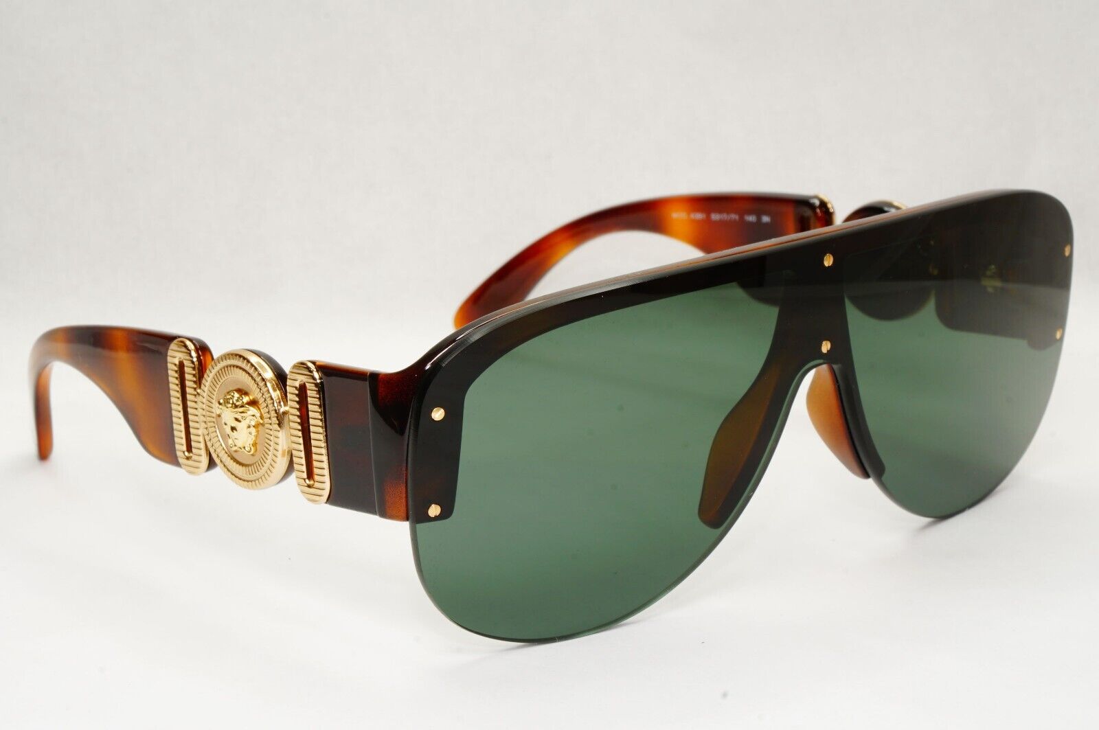 Versace Sunglasses Medusa Shield Brown Gold Green Visor MOD 4391 5317/71