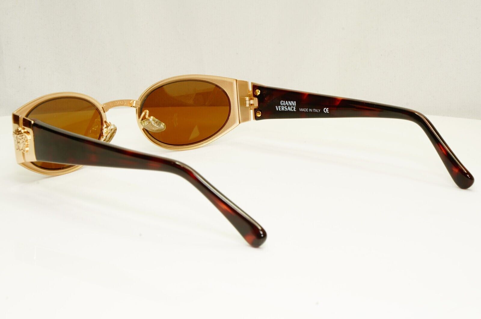 Gianni Versace 1996 Vintage Gold Brown Medusa Metal Sunglasses MOD X30 COL 030