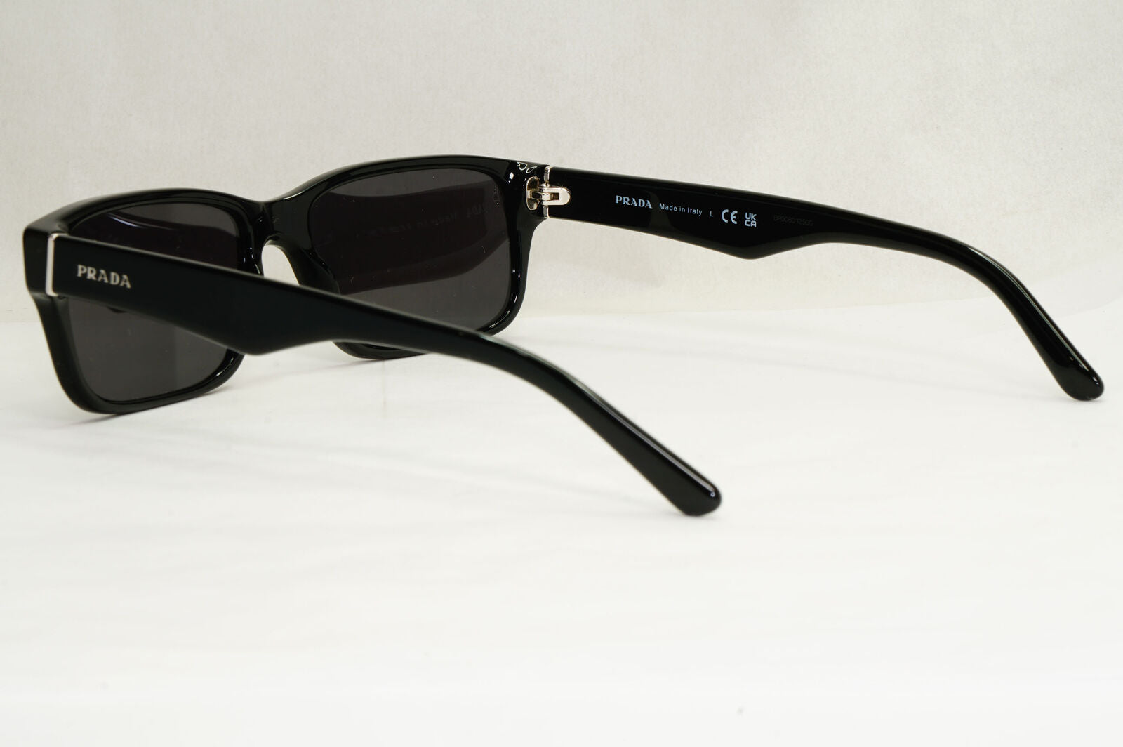 Prada Sunglasses Black Rectangle Glossy Fashion PR16MV VPR 16M 1AB-1O1 55mm