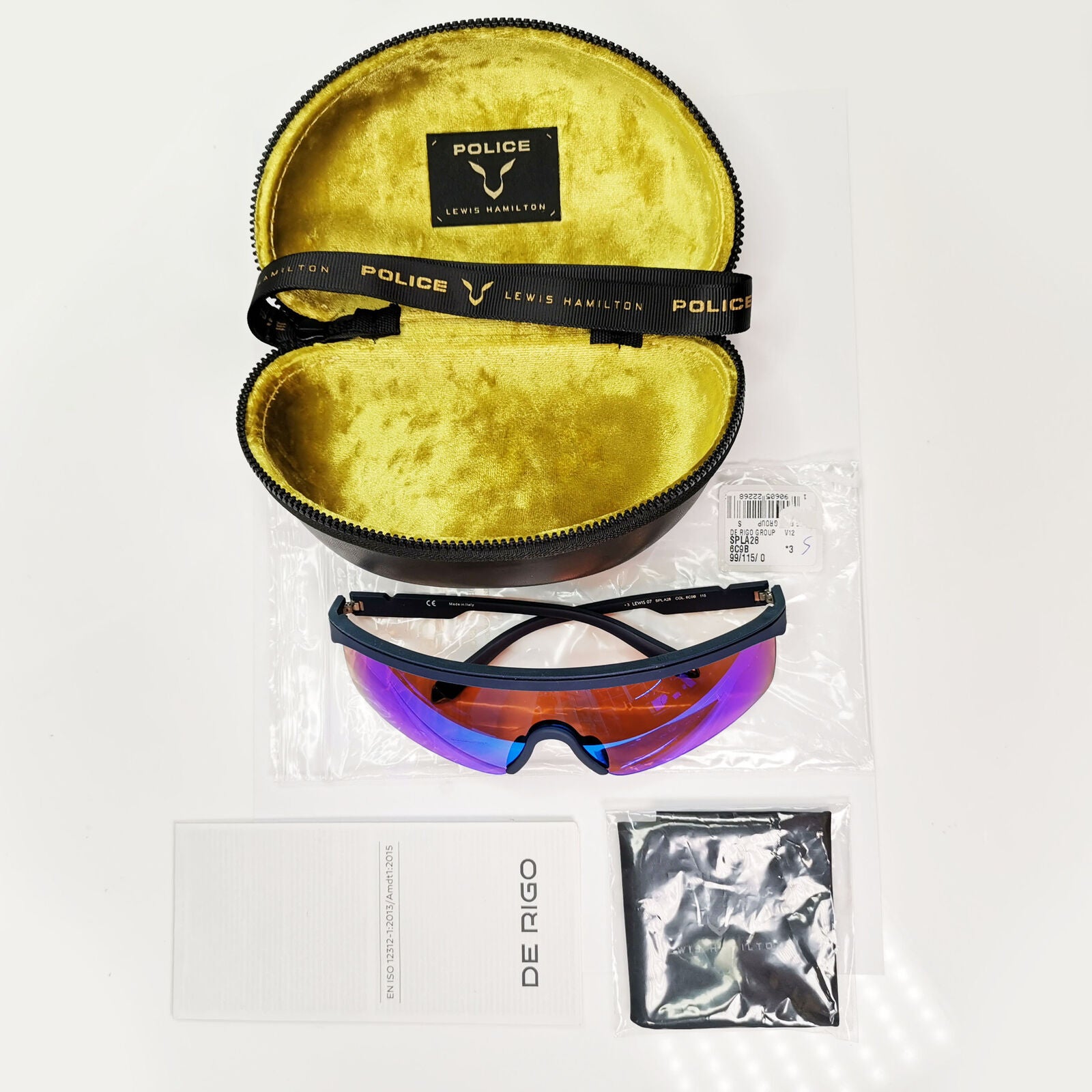 Police Lewis Hamilton F1 Sunglasses Blue Mirror Shield Visor SPL A28 COL 6C9B