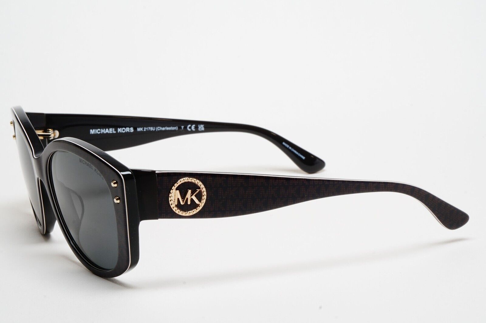 Michael Kors Sunglasses Black Gold Monogram Square MK 2175U Charleston 3500/87