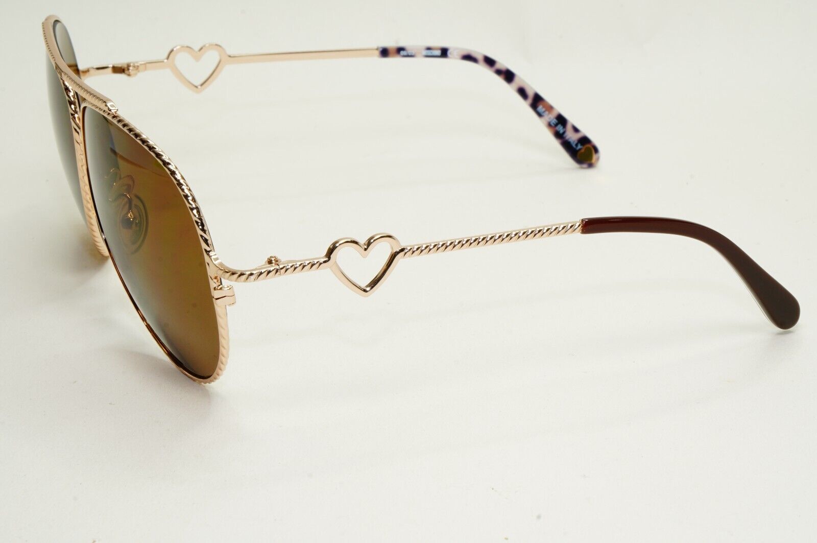 Moschino Sunglasses 2005 Vintage Gold Brown Pilot Heart Unisex MO538 02 101124