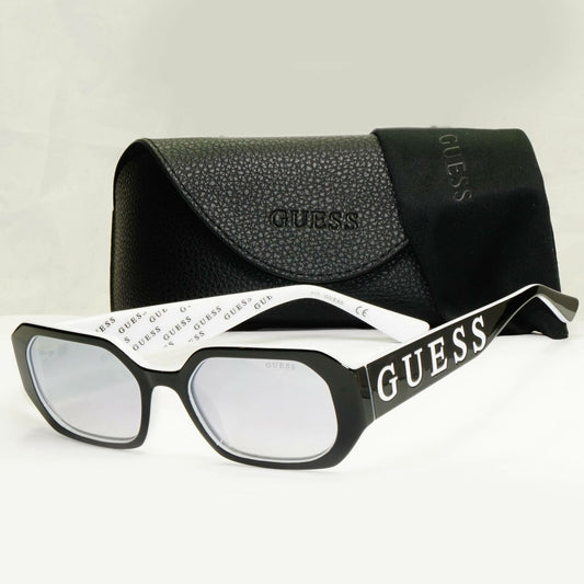 Authentic Guess Womens Black Silver Rectangle Big Logo Sunglasses GU 7694 01C