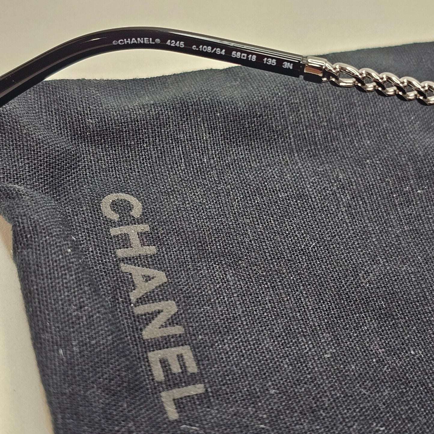 Chanel Sunglasses Chain Round Rimless Metal Gunmetal Grey CH 4245 c.108/S4