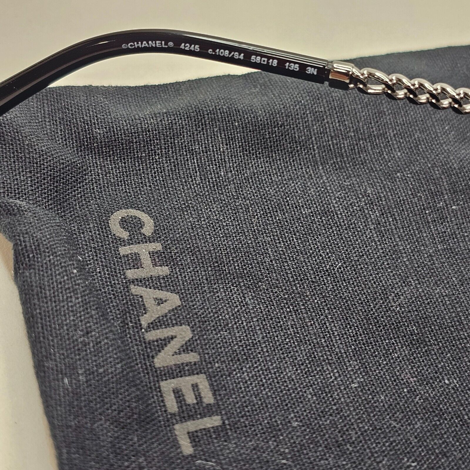 Chanel Sunglasses Chain Round Rimless Metal Gunmetal Grey CH 4245 c.108/S4