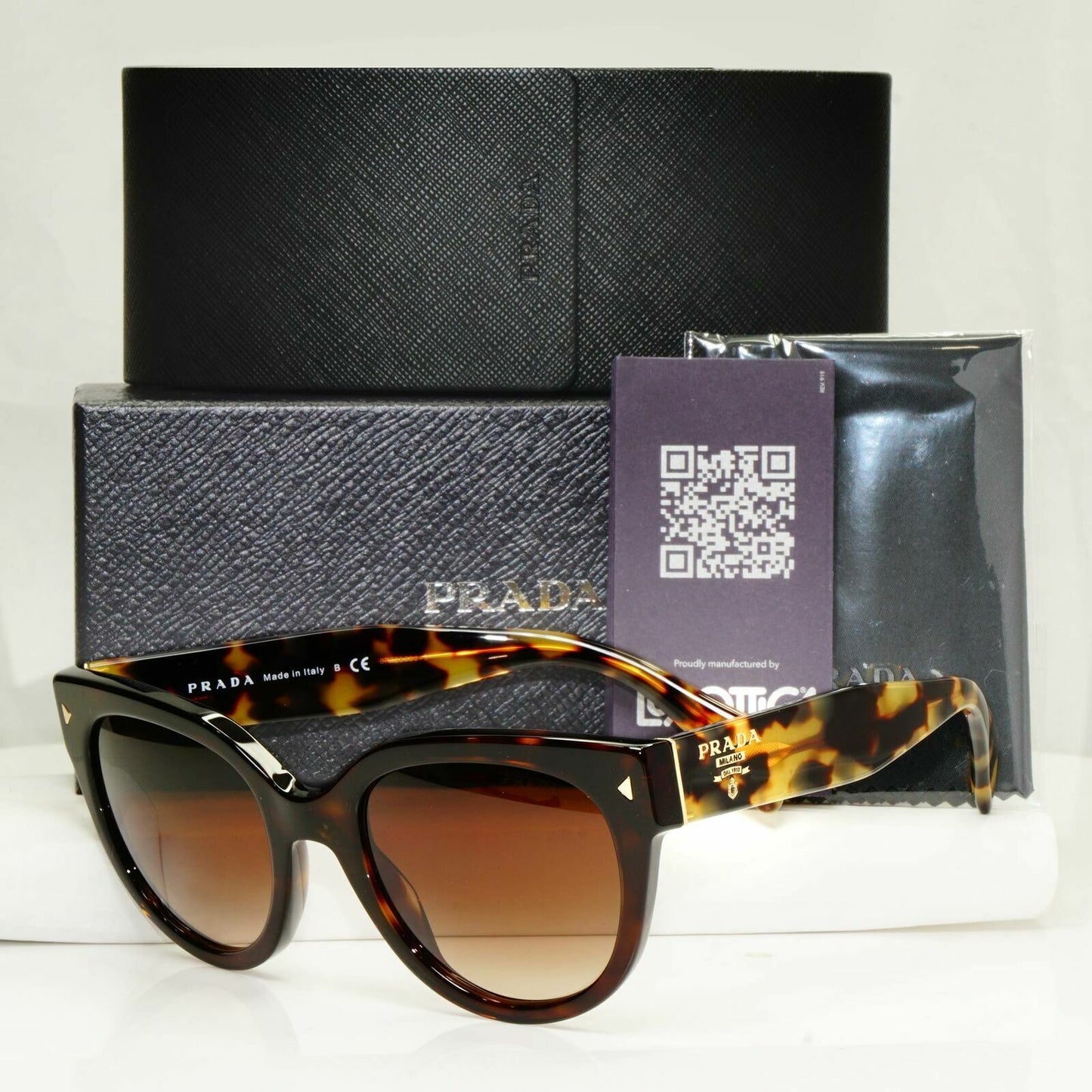 Prada Brown Tortoise Shell Sunglasses Womens Square Large SPR 17O Swing 2AU-6S1