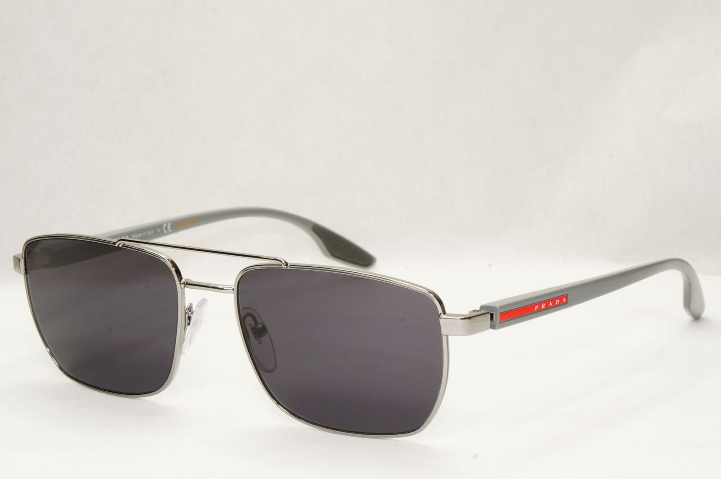 Prada Sunglasses Black Grey Gunmetal Square Navigator PS53MV VPS 53M 5AV1O1 55mm