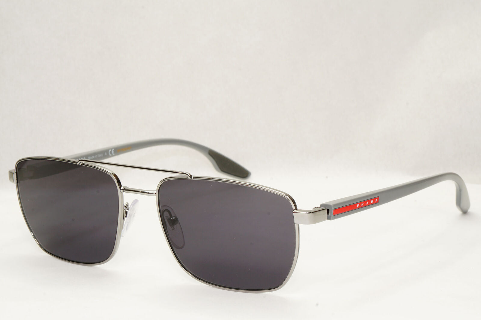Prada Sunglasses Black Grey Gunmetal Square Navigator PS53MV VPS 53M 5AV1O1 55mm
