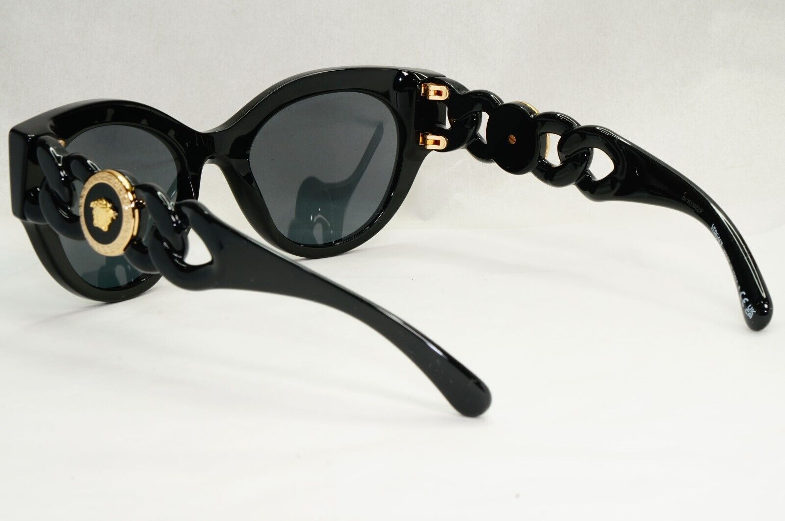 Versace Sunglasses Chain Black Gold Medusa Dark Grey MOD VE 4408 GB1/87 52mm