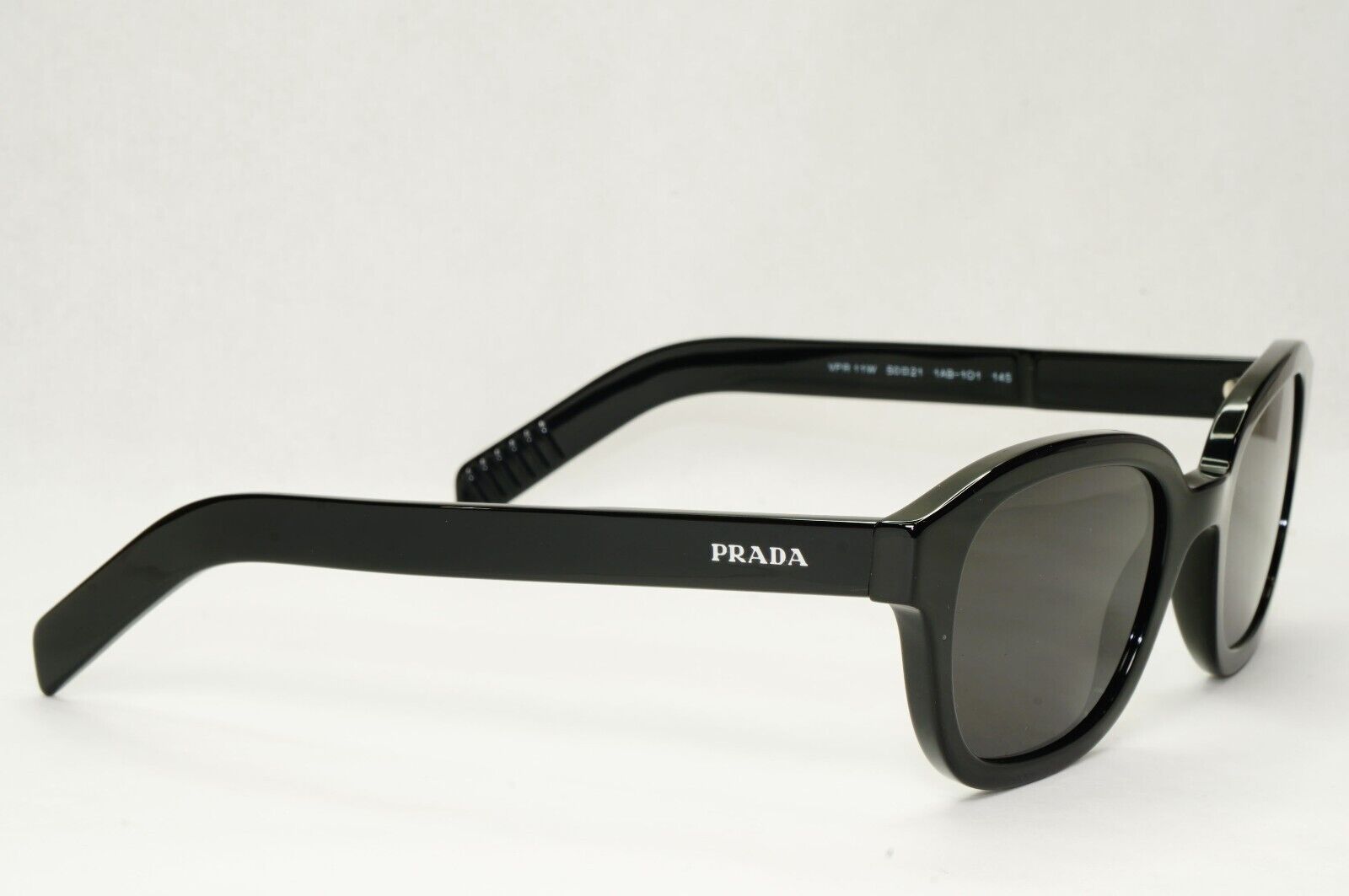 Prada Sunglasses Black Glossy Thick Rims Square PR11WV VPR 11W 1AB-1O1 50mm