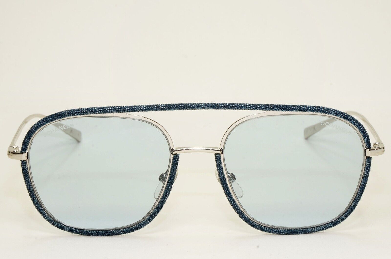 Chanel Sunglasses Denim Blue Silver Pilot Metal 4249-J c.271/72 53mm