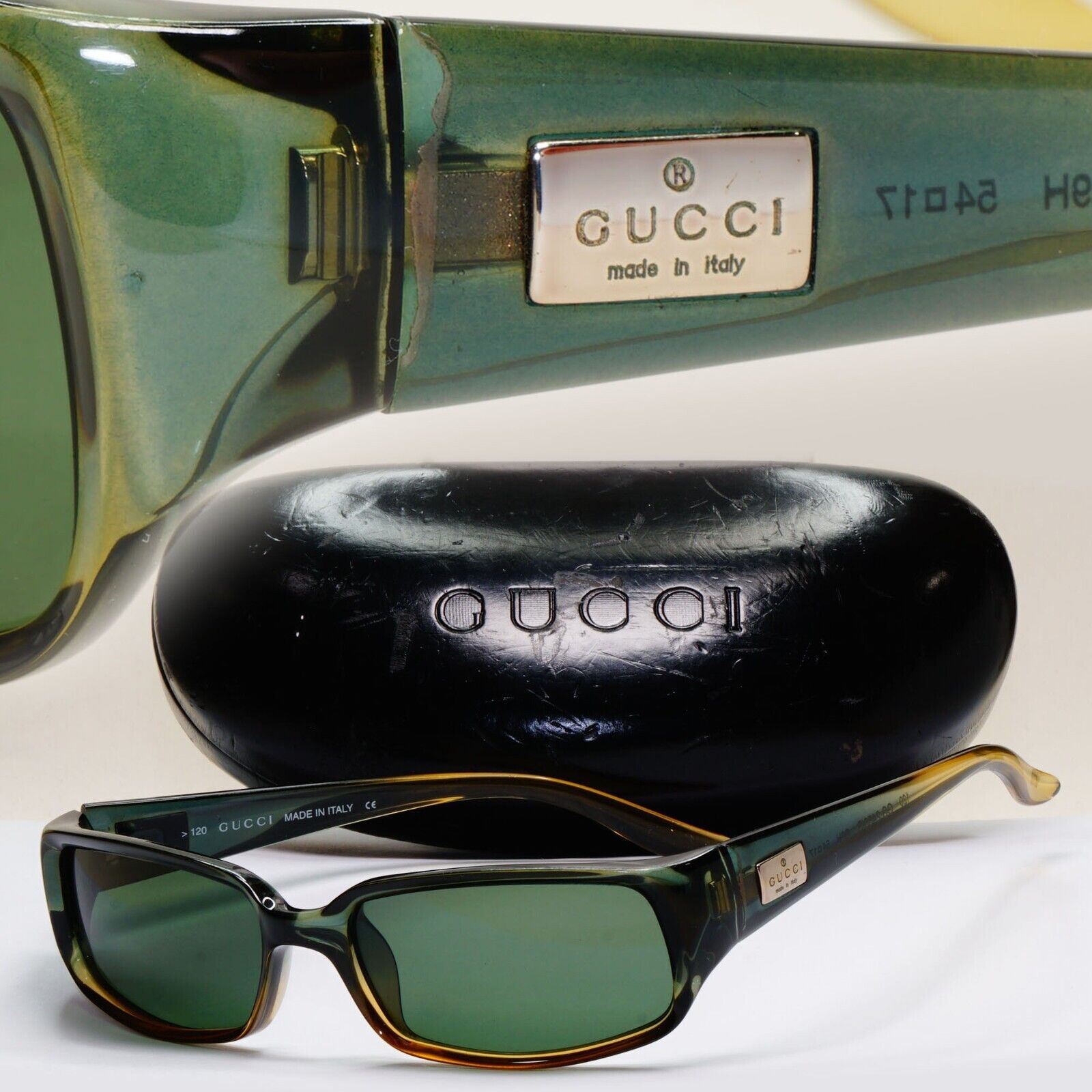 Gucci Sunglasses 1999 Vintage Green Transparent Rectangle GG 2455/S G9H 141024