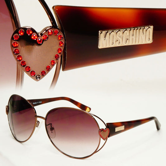 Moschino Sunglasses 2005 Vintage Brown Bronze Oval Heart MO579 02 101124